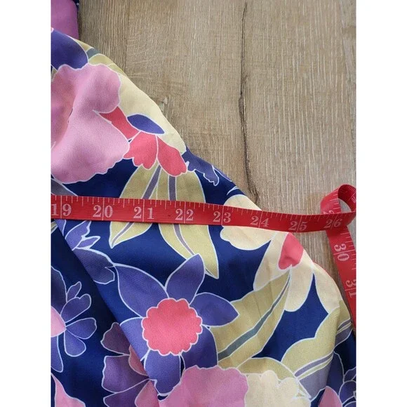 Unique Vintage 1970's Navy & Purple Floral Dress Size Medium - Picture 6 of 6